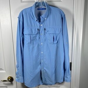 Southern Tide Long Sleeve Button Up Outdoor Fishing Logo Shirt Large